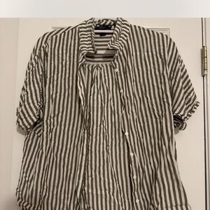 Forever 21 Brown and White Striped Top
